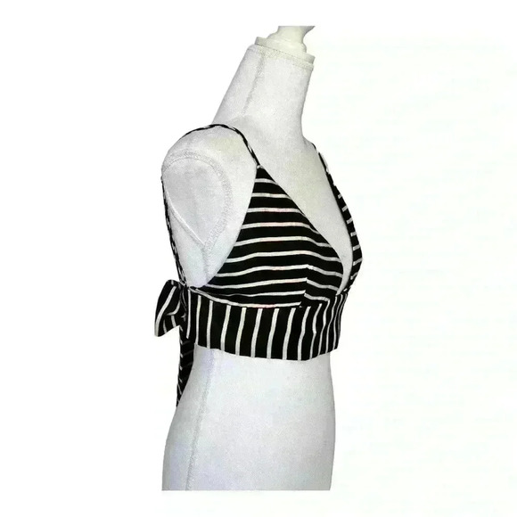 Lovers + Friends Womens Dean Crop Halter Top Black & Ivory Size S - Picture 8 of 10